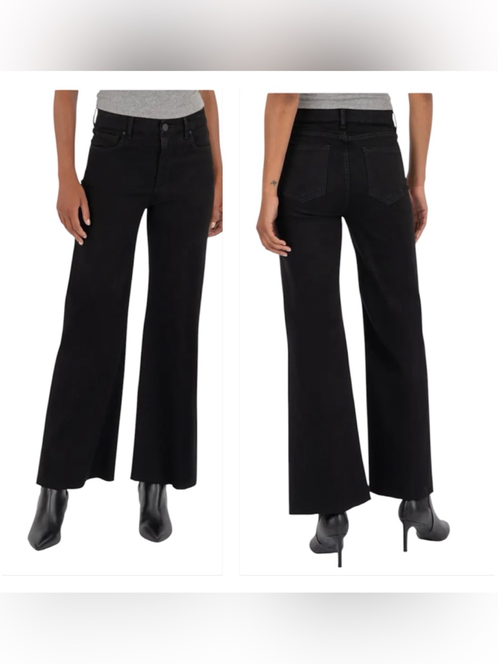 Kut From The Kloth High Rise MEG Fab Ab Wide Leg Crop Ankle Jeans Size 6 x 26.5